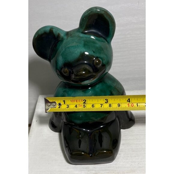 Canadiana Pottery Coin Bank Koala Bear Green Black Drip Glaze MCM 6" - Picture 8 of 8